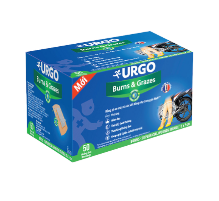 URGO BURNS & GRAZES – BĂNG GẠC VÔ TRÙNG DÙNG CHO CÁC VẾT BỎNG VÀ VẾT THƯƠNG BỀ MẶT